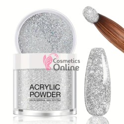 Pudra acrilica de 10g Amelie pentru constructie sau modelaj 3D - PDR60 Argintiu 